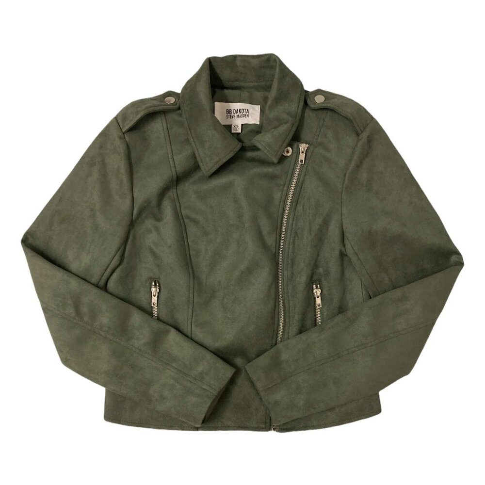 BB Dakota Steve Madden Women's Faux Suede Moto Jacket Green
